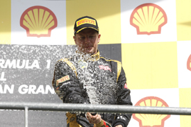 Kimi Raikkonen on the Spa podium