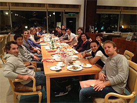 F1 drivers having dinner
