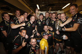 Lotus celebrates Kimi Raikkonen's Abu Dhabi win