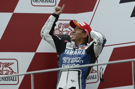 Katsuyuki Nakasuga on the Valencia MotoGP podium