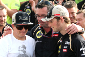 Kimi Raikkonen, Eric Boullier and Romain Grosjean