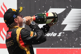Kimi Raikkonen on the Valencia podium