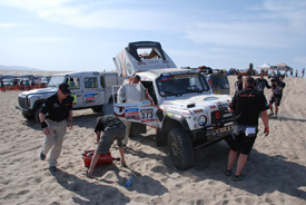 Running repairs in the desert on stage one