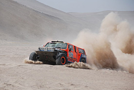Robby Gordon's damaged Hummer