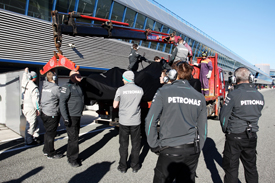 Nico Rosberg's Mercedes breaks down, Jerez F1 testing February 2013