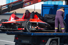 Max Chilton's damaged Marussia, Jerez F1 testing February 2013