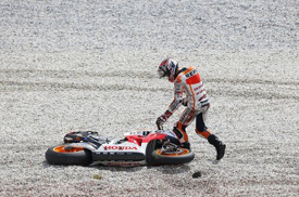Marc Marquez crashes at Sepang