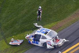 Kyle Larson's car after Daytona NASCAR Nationwide crash
