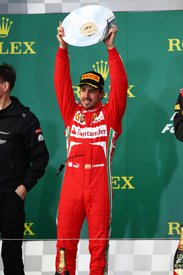 Fernando Alonso on the Melbourne podium