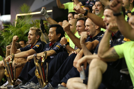 Sebastian Vettel celebrates Singapore GP win 2013