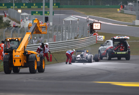 Mark Webber's fire damaged Red Bull, Korean GP 2013