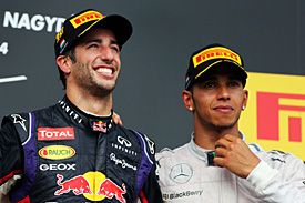 Daniel Ricciardo and Lewis Hamilton, Hungarian GP 2014