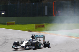 Lewis Hamilton, Mercedes, puncture, Belgian GP 2014, Spa