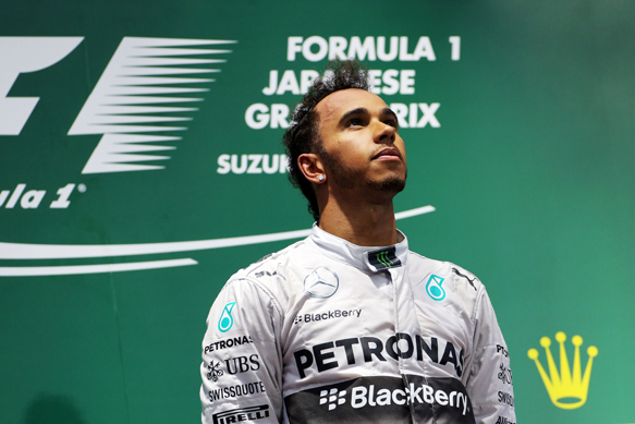 Lewis Hamilton on the Japanese GP podium 2014