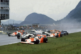 Andrea de Cesaris, McLaren, in 1981 Brazilian GP start crash, Rio