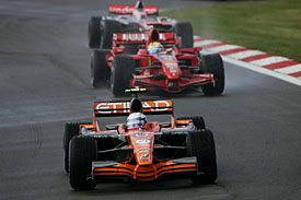 Winkelhock led on his sole F1 start with Spyker at the Nurburgring in 2007