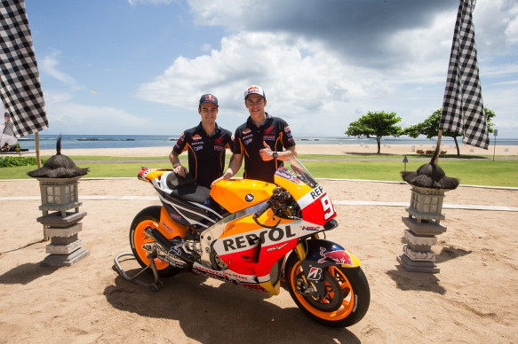 Marc Marquez and Dani Pedrosa at the Honda launch in Bali