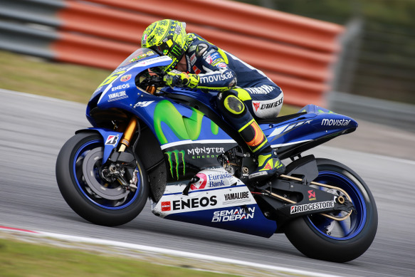 Valentino Rossi, Yamaha, during MotoGP testing at Sepang