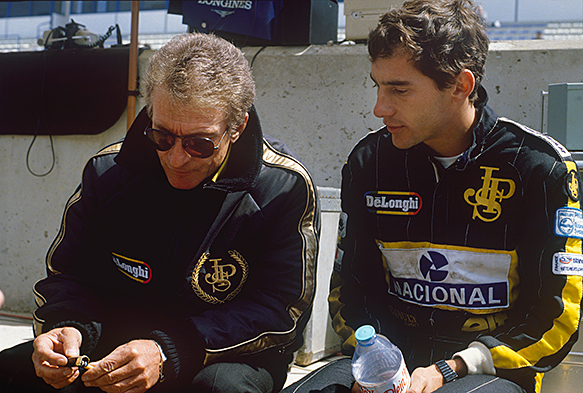 Gerard Ducarouge and Ayrton Senna