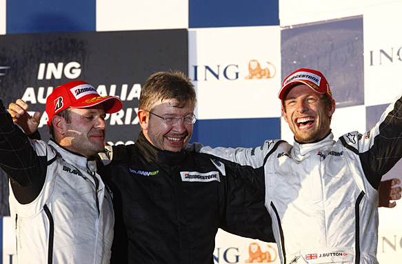 Rubens Barrichello, Ross Brawn, Jenson Button, Australian GP 2009