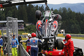 Fernando Alonso, McLaren, crash damage, Austrian GP 2015