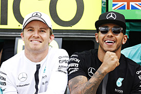 Nico Rosberg and Lewis Hamilton, British GP podium 2015