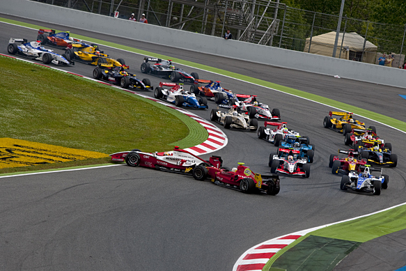 Jules Bianchi and Christian Vietoris collide, Barcelona GP2 2010