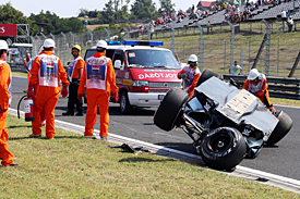 Sergio Perez, Force India, crash, Hungarian GP 2015