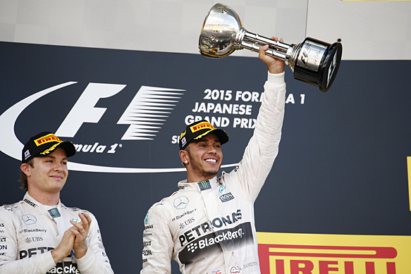 Lewis Hamilton and Nico Rosberg, Japanese GP podium 2015
