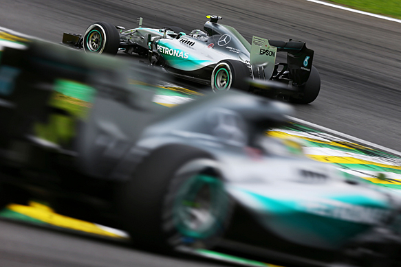 Nico Rosberg and Lewis Hamilton, Mercedes, Brazilian GP 2015, Interlagos