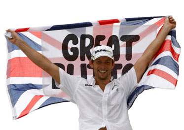 Button celebrates his world title