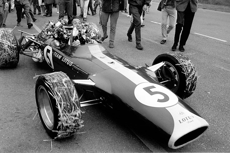 Jim Clark takes victory on the debut of the Ford DFV engine at Zandvoort