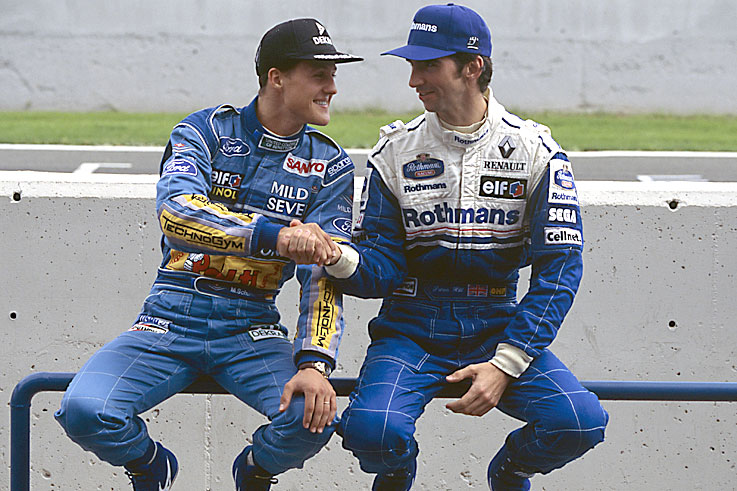 Michael Schumacher beats Damon Hill by one point to win his first title