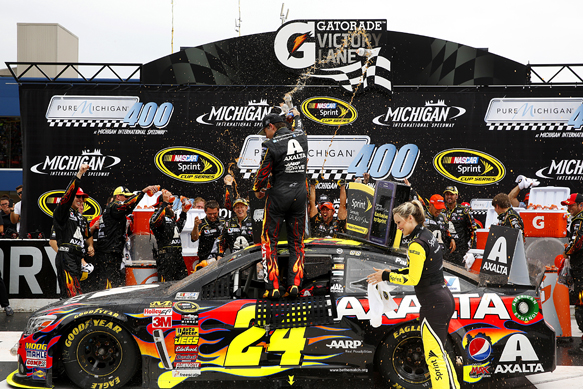 Michigan NASCAR: Jeff Gordon wins after Joey Logano battle - NASCAR ...